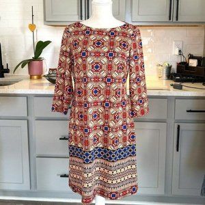 Maggy L Colorful 3/4 Sleeve Dress Size 8